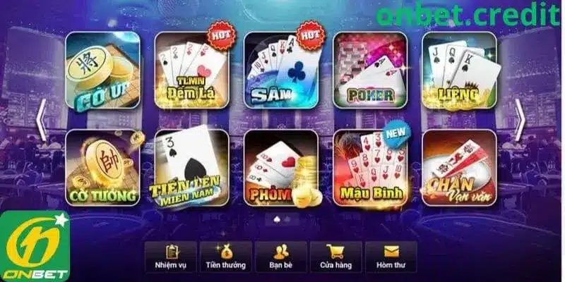 các loại game bài tại Onbet